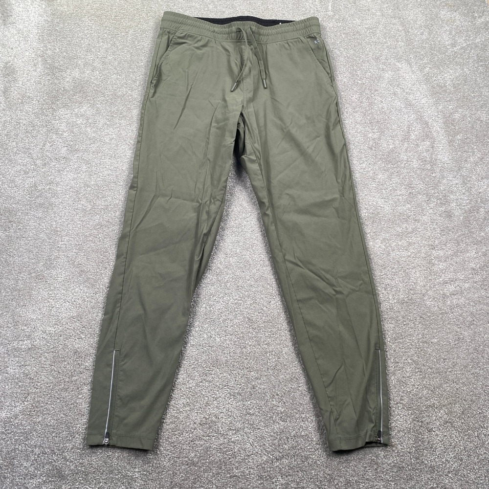 Kenneth Cole Active Joggers Mens Large Olive Green Zipper Ankle Stretch Pants
